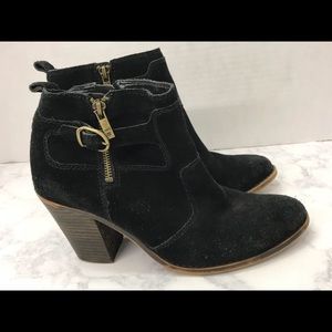 Lucky Brand Black Suede Booties Ankle Boots SZ 9.5